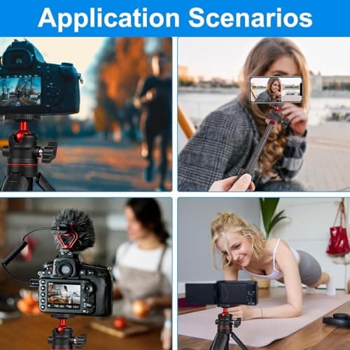 Mini Camera Tripod Selfie Stick Travel Tripod Compact Phone Holder, Black — view 6