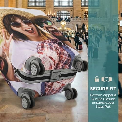 Personalized Suitcase Covers for Luggage, Custom Photo Luggage Covers for Suitcases, Double-Sided Customized Design, Elastic & Washable Travel Suitcase Cover (Large) — view 5
