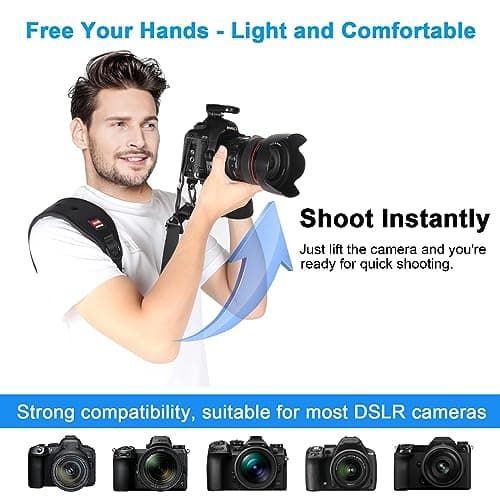 Lifuncren Camera Strap with Camera Wrist Strap Set, Quick Release Camera Shoulder Strap with Safety Tether and Quick Attach Plate, Adjustable Camera Neck Strap for DSLR SLR Camera — view 6