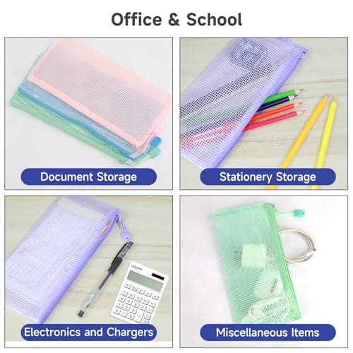 Mutsitaz 12 Pack A6 Plastic Wallets File Bags, A6 Document Wallets with Zipper, Document Folder, Zip Lock Bags, Document Zipper Bags, Zipper Plastic Folder for School, Travel, Home, Office — view 5