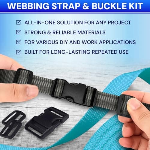 TECEUM 25mm Nylon Strap Kit with Buckles, 5m Charcoal Fabric Tape — view 2