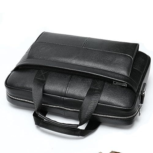 BTDAO Leather Briefcase 15 inch Laptop Bag Messenger Shoulder Work Bag Crossbody Handbag for Business Travelling for Men Father Husband (CFC-Black) — view 6
