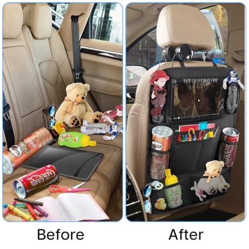 acetek Backseat Car Organizer for Kids, Kick Mat Storage Organizer 2 Pack — view 2
