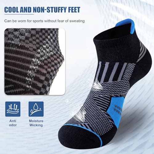 Niofind Mens Trainer Socks, Cotton Ankle Socks for Men Women, Breathable Sports Socks for Running, Walking, Gym, Multipack (6 Pairs), 5-8, Multicolor — view 3