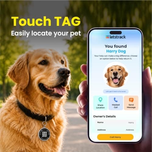 2Pcs Personalised Smart NFC & QR Code Pet Cat Dog ID Tags, SOS, Private Calling, Location Alerts, Scratch Resistant Name ID, Keychain Style Puppy Kitten Bag Tag, Online Pet Profile Identity Tracker — view 3