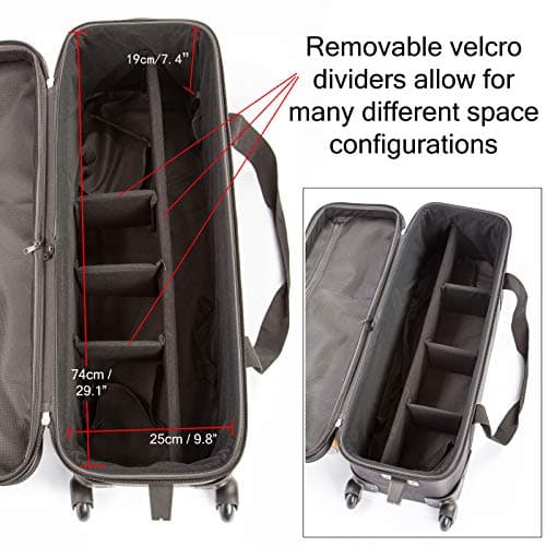 Studio Equipment Trolley Carry Case 31.5 Inches with Straps Padded Compartment Wheel for Tripod Light Stand Strobe Light Umbrella Flash Photography — view 6