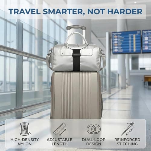 4 PCS Luggage Straps Bag Bungee, Adjustable Travel Packing Ties, Nylon Elastic Wrap Belts for Suitcases Rucksacks, Portable Travel Accessories(Black) — view 5