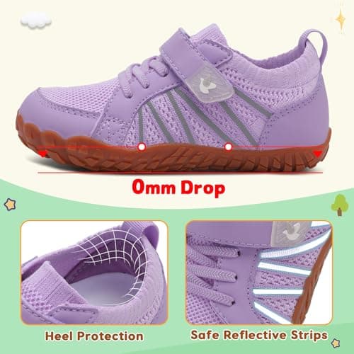 JOINFREE Kids Girls Shoes Wide Toe Barefoot Walking Shoes Purple — view 6