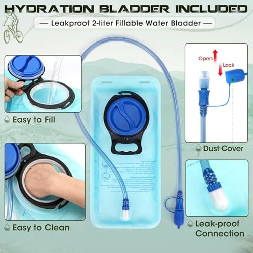 RAINSMORE Hydration Backpack with 2L Hydration Bladder Lightweight Insulated 18L Hiking Backpack with Rain Cover for Men Women Water Backpack for Running Cycling Biking Climbing — view 4