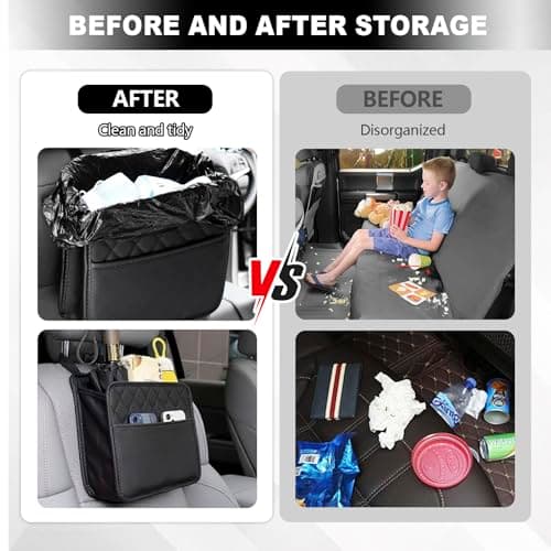 Car Back Seat Organizer,Pu Leather Seat Storage Bag,Hanging Car Tidy(Black) — view 4