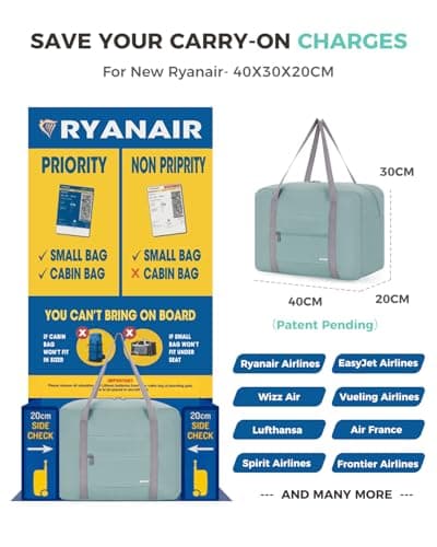 WANDF 20L Ryanair Cabin Bags 40x30x20 Hand Luggage Underseat Travel Bag — view 2
