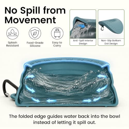 OHMO Non Spill Collapsible Dog Bowl, 700 ml, Light Blue — view 2