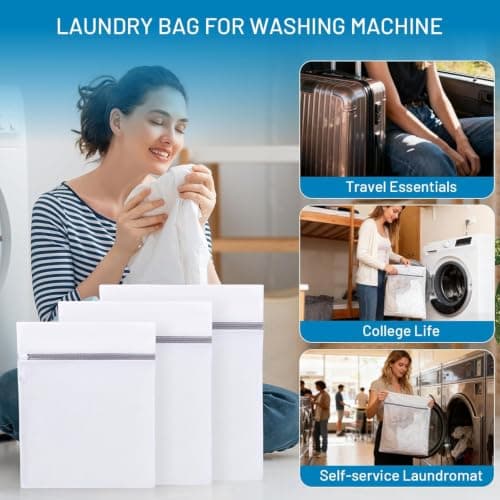 Rainberg Mesh Laundry Bags for Washing Machine, 30x40cm Durable with Zip Reusable Clothes Washing Bag for Travel and Storage, White (2 Pack - 30x40cm) — view 4