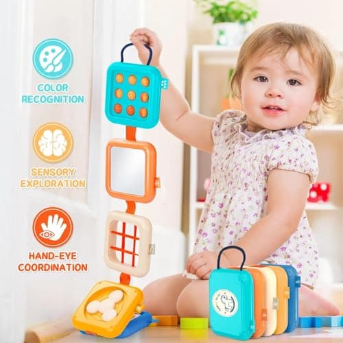 Felly Baby Travel Busy Board for Toddler 1+ Years, 8 in 1 Montessori Activity Cube Toy, Fine Motor Skill, Sensory Developmental Fidget Toys, Birthday for Boys Girls — view 2