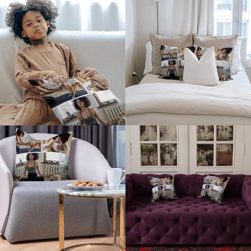 PB TECH Personalised Pillow Cushion Cover, Customised With Four Multi Photo Printed Collage, Gift for Girlfriend, Husband, Wife, Family, Birthday, Mothers Day Keepsake Home Décor Throw Pillow/Cushion. — view 4