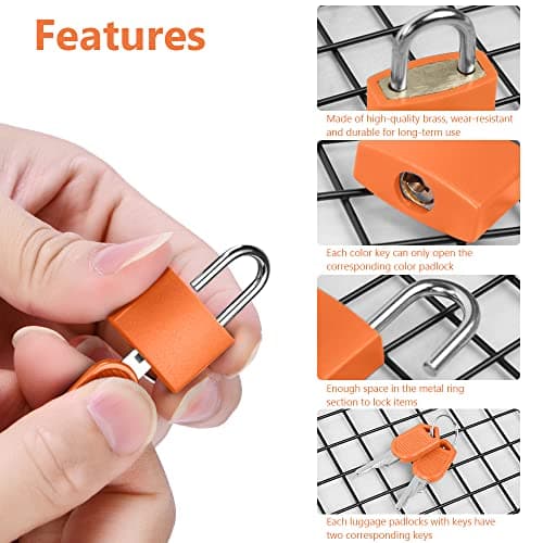 Flintronic 3 Pack Suitcase Lock with Key - Small Padlock for Travel Backpack, Play, Fitness (Rose Red/Orange/Blue) — view 4