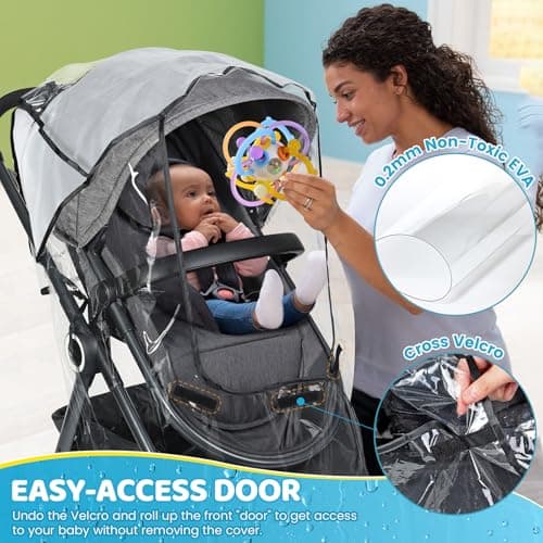 Orzbow Universal Rain Cover for Pushchair, Quick Access Window, Clear — view 2