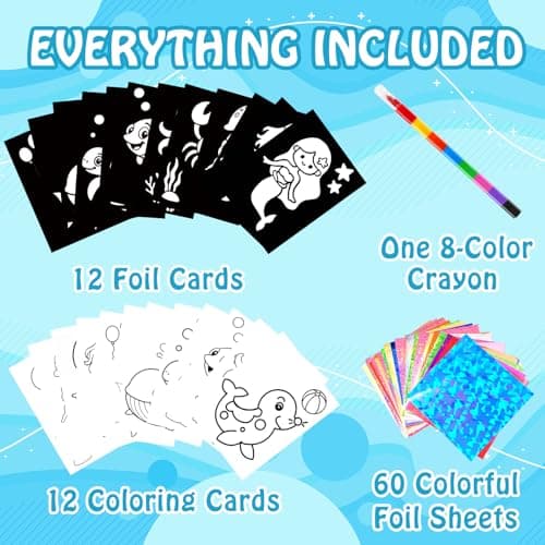 Foil handicraft Book, Art and Craft for Kids-Create Sparkly Ocean Pictures,No Mess Colouring Book,Art & Craft Supplies Kits,DIY Creative Activity Travel Toy Gifts,Ideal Gifts for Girls Boys Ages 4+ — view 2