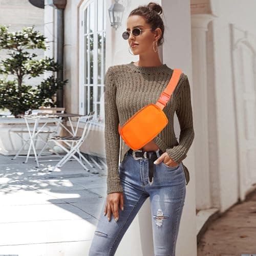 JENCVNL Belt Bag for Women Men, Fashion Bumbags for Ladies Small Crossbody Bags Fanny Pack Lightweight Waist Pack with Adjustable Strap for Running Hiking Workout Traveling (Orange) — view 2