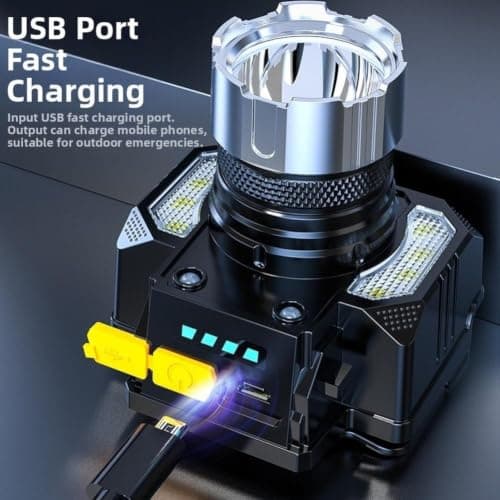 Rechargeable Head for torch with Motion Sensor - LED Headlamp Waterproof IPX4 for Running Camping Fishing Hiking Cycling Dog Walking Adults Kids Lightweight Adjustable Focus 60° Tilt USB C Charging — view 6