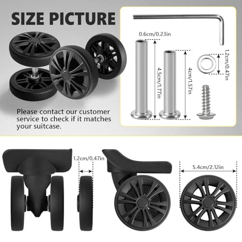 8 Pack 55mm Luggage Wheels Replacement Kit for Suitcase Caster Repair — view 2