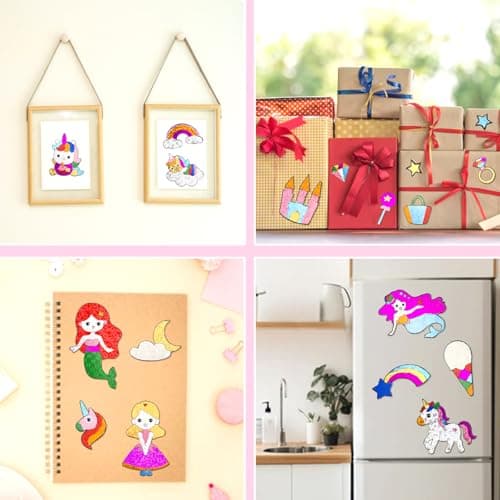 AJAZPER Foil Handicraft for Kids, Arts Kit for Kids, Art & Craft Supplies Kits, DIY Creative Activity Travel Toy Gift, Ideal Birthday Christmas Party Favor Gifts for Girls Boys Ages 4+ (Pink) — view 5