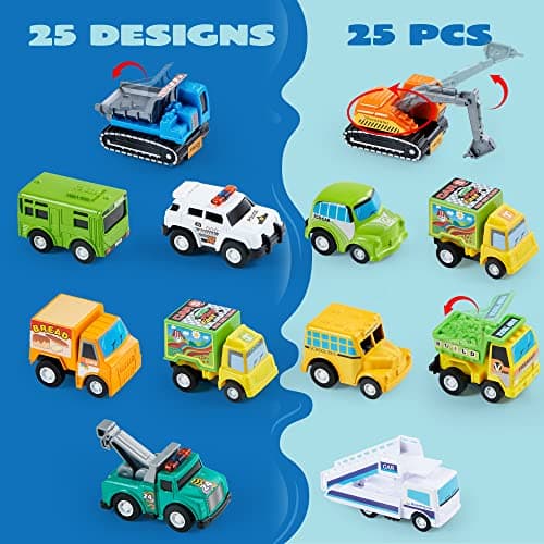 JOYIN 25 Piece Pull Back City Cars and Trucks, Toy Cars Gifts for Birthday — view 2
