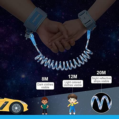 AOMIG Anti Lost Safety Wrist Link Belt, 1.5M Wrist Reins for Toddlers with Key Lock, Baby Reins Toddler Reins for Walking & Travel, Toddler Wrist Strap for Walking (Blue) — view 4