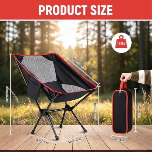 Folding Camping Chair, Portable Lightweight Camping Chair with Carry Bag — view 2