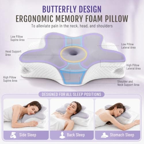 Nuvellina Memory Foam Pillow, Orthopaedic Neck Support Pillow, Cooling Pillow, Ergonomic for Side Sleepers, Optimal Comfort for Neck and Shoulder Pain,Mist Gray — view 2