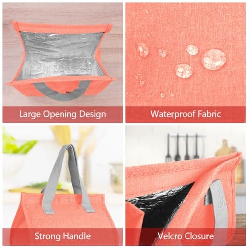 Vicloon Lunch Bags for Women Men, Portable Lunch Box Bag, Insulated Cooler Bag Thermal Leak-Proof Lunch Organizer, Thermal Cooler Bag for Work Outdoor School Travel - Watermelon Red — view 5