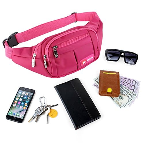 Bumbags and Fanny Packs for Running Hiking Waist Bag Outdoor Sport Hiking Waistpack for Men Women (Rose Red) — view 2