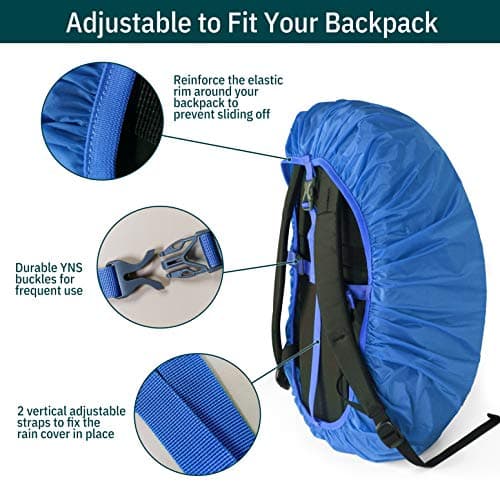 Unigear Anti-Rain Backpack Cover, 10-90L Waterproof Dustproof Durable Abrasion Resistant Protective Cover for Camping, Hiking, Travel, Cycling (Blue, S) — view 4