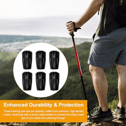 6 Pack Heavy Duty Rubber Tips & Ferrules for Trekking Poles — view 4