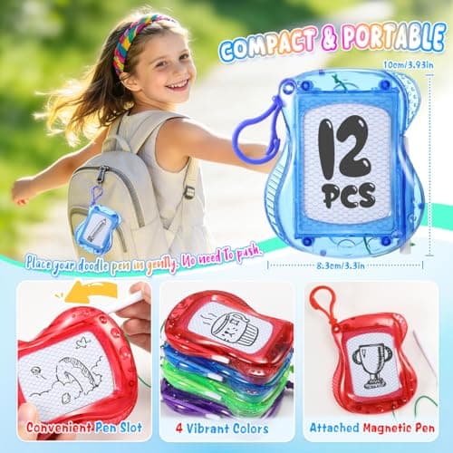 Party Bag Fillers for Kids, 12-Pack Mini Magnetic Drawing Board Toys for 4 5 6 7 8 9 Year Old Boys Girls Gifts Age 5 6 7 Party Bags Fillers Drawing Pads for Boys Girls Toys Age 3-12 Prizes for Kids — view 5