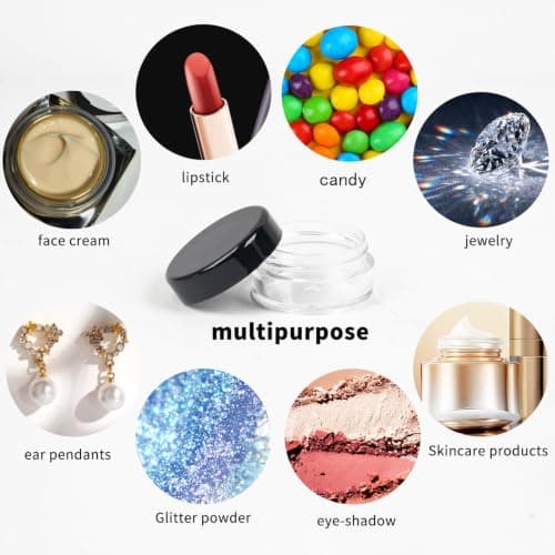 12 Pcs sample pots,5ml with lids cosmetic pot, mini cream empty containers,black small with makeup lip balm jars,for travel face cream, samples, cosmetics empty pot — view 6