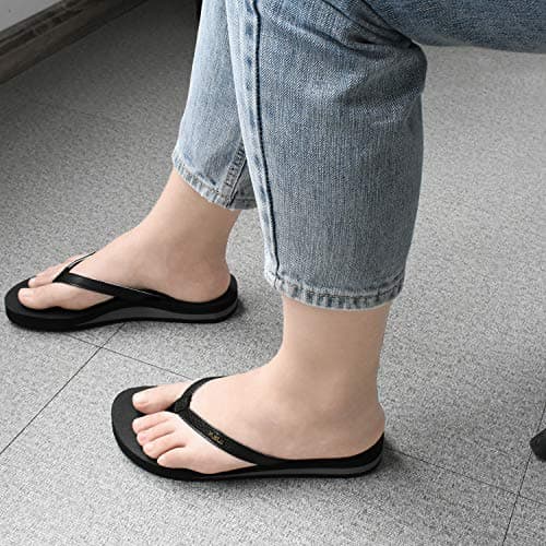 KuaiLu Flip Flops Women Fabric Arch Support Sandals Beach Thong Black 8 — view 3