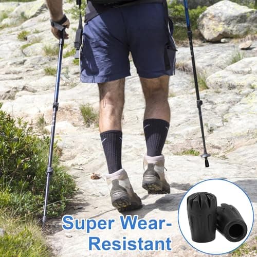 6 Pcs Rubber Trekking Pole Tips, Non-Slip Walking Stick Ferrules for Hiking — view 3