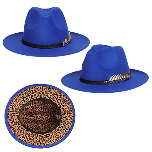 JK Home Womens Mens Classic 1920s Gatsby Fedora Hats, Patchwork Two Tone — view 2