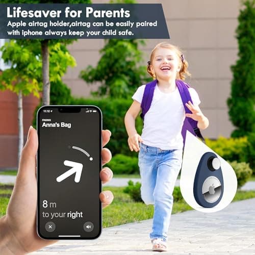 Airtag Holder for Kids Baby Toddler Hidden 2 Pack GPS Tracker Case, Anti-Removal Airtag Silicone Case with Safety Pins (Blue+Blue) — view 4