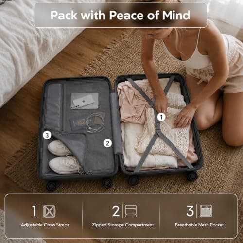 Kono Suitcase Set of 2, Lightweight Cabin Luggage with Travel Case — view 6