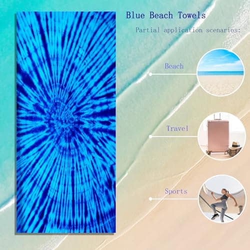 Irunfast Oversized Microfibre Beach Towel，180×80cm Sand Free Quick Dry Beach Towel for Adults Portable Travel Towel Lightweight Towel for Travel Bath Swimming — view 3