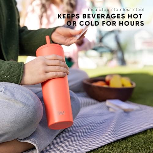 Simple Modern Insulated Tumbler with Lid and Straw | Iced Coffee Cup Reusable Stainless Steel Water Bottle Travel Mug | Gifts for Women Men Her Him | Classic Collection | 710ml | Lavender Mist — view 6