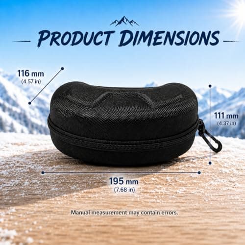 SEIWEI Black Eyewear Case for Safety Goggles Sunglasses, Hard Shell Shockproof Protective Box EVA Storge Bag with Zipper & Carabiner Hook [Big] — view 3