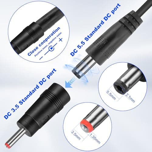 MEIRIYFA USB DC 5V to 12V Voltage Step Up Converter Cable, USB to DC 5.5x2.1mm 3.5x1.35mm USB Boost Converter Cable with LED Display for Router, Speakers, Camera, Desk lamp, Mini Fan (1M) — view 3