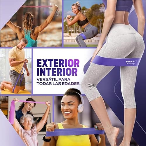 Resistance Bands, Set of 5, Skin-Friendly Loops with 5 Resistance Levels, Carrying Case, for Home, Gym, Yoga, Training (Purple) — view 3