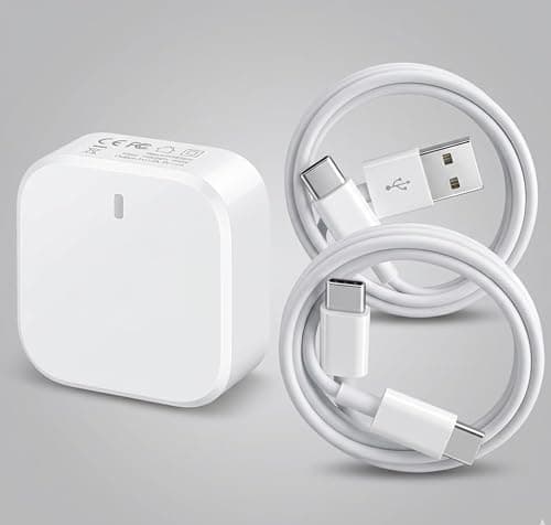 Duradeals 20W Dual Port Fast Charger Plug, USB-A & USB-C Wall Charger, with 1m USB C to C and USB A to C Charging Cables, Charger Kit for iPhone 16/15/14/Pro/Max, Samsung Galaxy, iPad, Pixel (White)