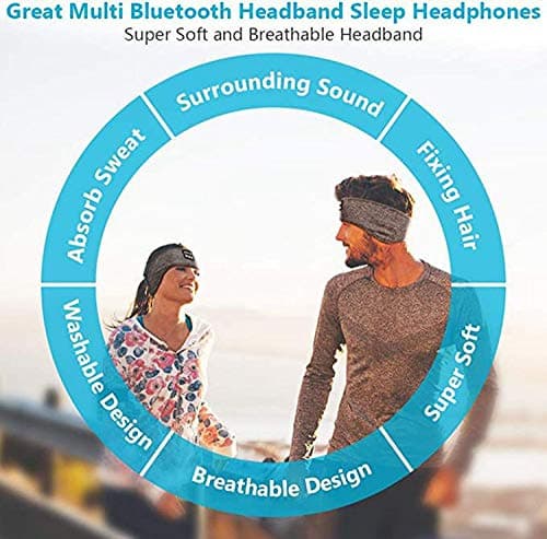 ePalZoneXP Wireless Bluetooth Headphone Music Eye Mask Stereo Headphones Earphone Music Headband Sleep Headphones for Side Sleepers Sports Headphone Outdoor (Red) — view 2