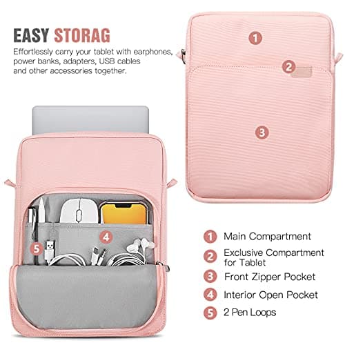 TiMOVO 9-11" Tablet Sleeve Bag Carrying Case with Strap, Pink — view 3