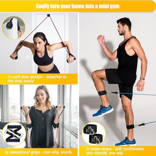 Resistance Bands Set with Handles, Exercise Bands Stackable up to 150lbs — view 5